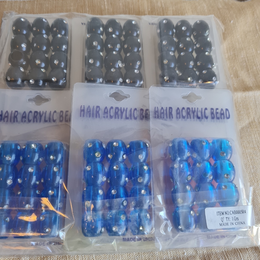 HAIR ACRYLIC BEADS STUDED ( 4 COLORS )